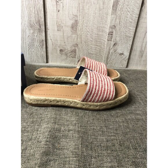 Womens Universal Thread Red Stripe Maren Slide On Open Toe Sandals Size 6.5 W - Picture 2 of 8